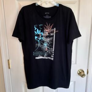 Kohl's APT. 9 Tropical Island Short Sleeve Black T-Shirt in Men's Large